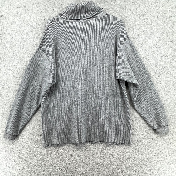 Free People Turtleneck Sweater Women XS Gray Oversize Boxy Boho Dropped Shoulder - Picture 4 of 11
